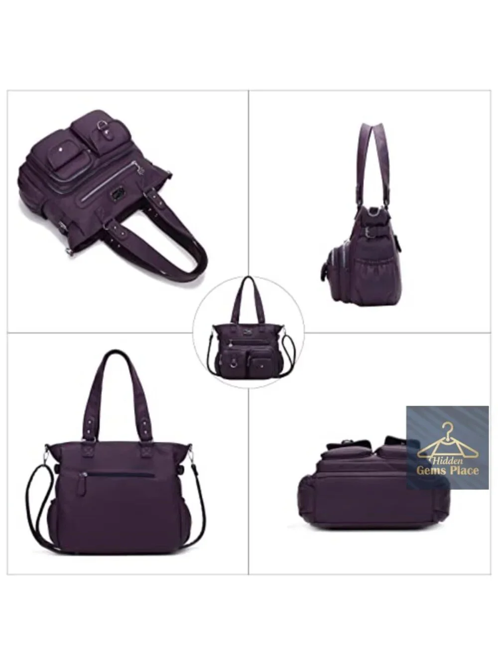 Large Vegan Leather Hobo Tote Shoulder Bag with Detachable Strap